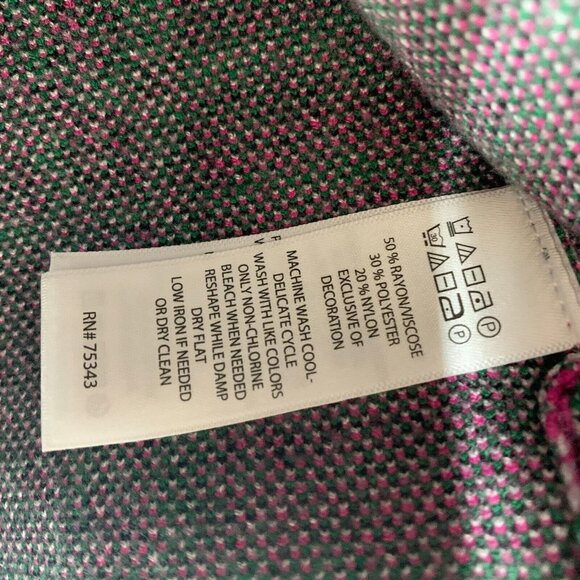 Nicole Miller Sweater Pink Black Plaid Mock Neck Stretch NWT - Picture 6 of 9